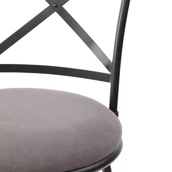 Karson Adjustable Height X Barstool Light Bronze - Holli Furniture: Swivel, Upholstered, Metal Frame