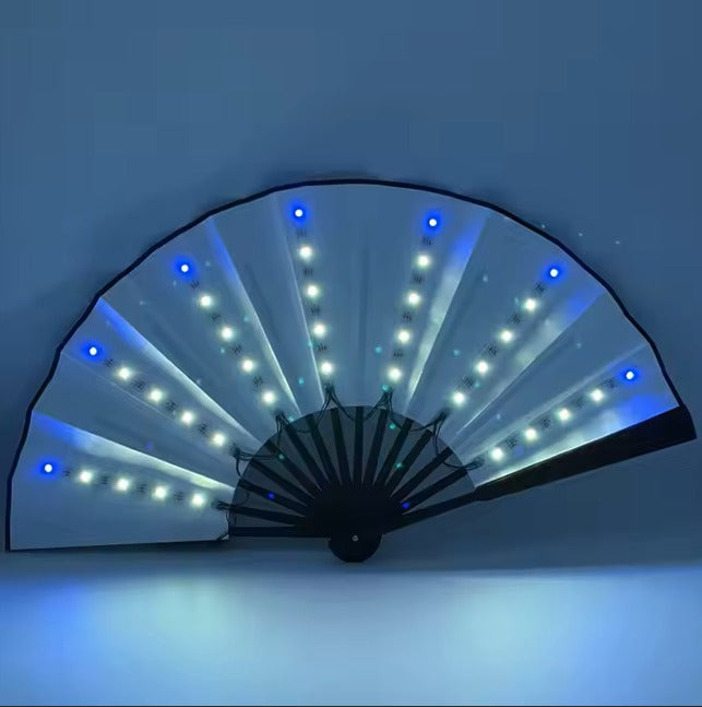LED Fan Stage Performance Dancing Lights Fans Rechargeable Luminous Flash Nightclub Handheld Fan EDC DJ Props