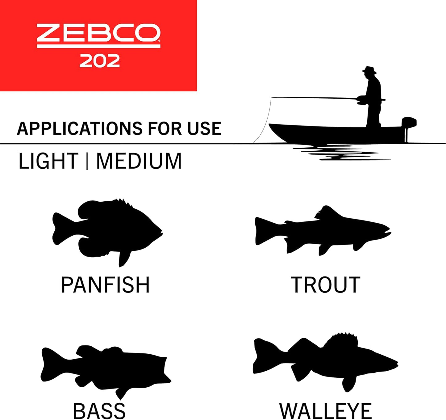 Zebco 202 Spincast Fishing Reel, Size 30 Reel, Right-Hand Retrieve, Durable All-Metal Gears, Stainless Steel Pick-up Pin, Pre-Spooled with 10-Pound Zebco Fishing Line, Black, Clam Packaging