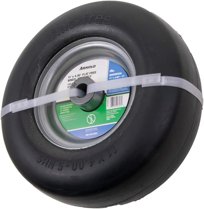 Arnold 490-325-0052 11" x 4.00"-5" Flat Free RZT Lawn Mower Wheel Assembly