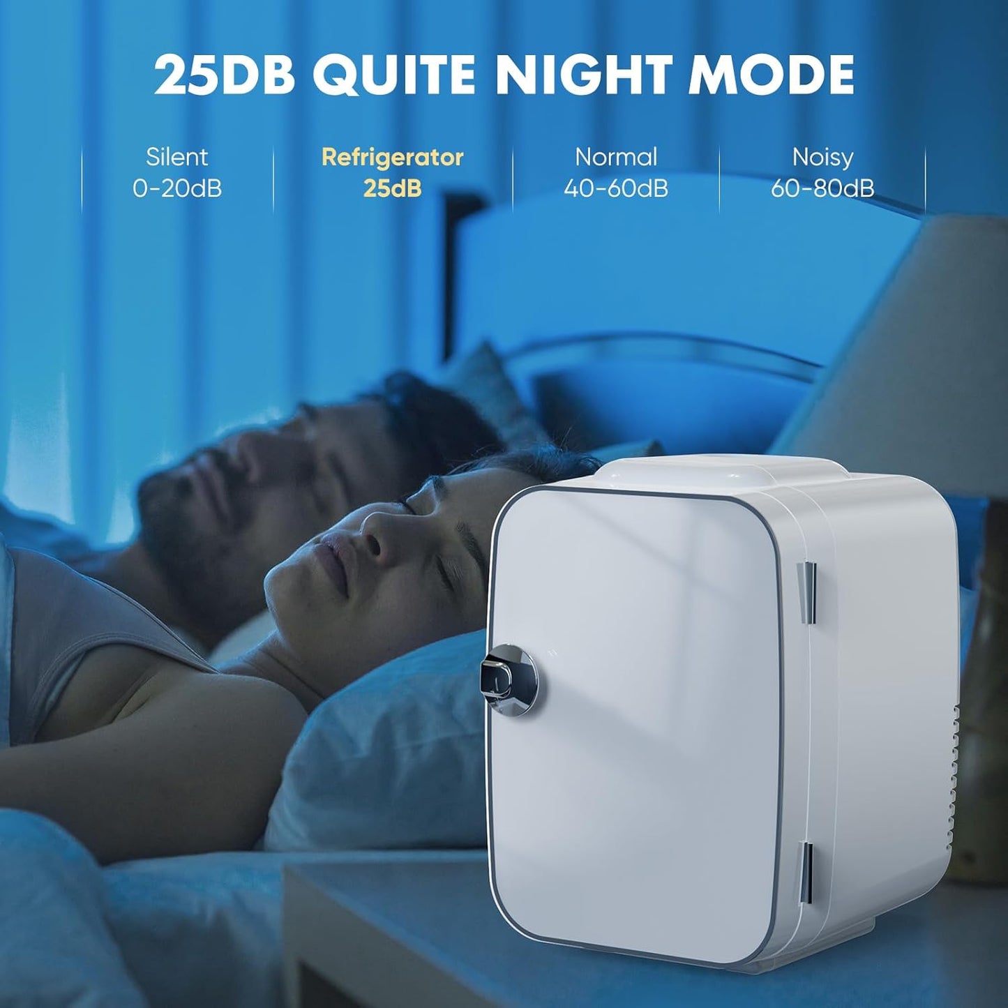 Small Refrigerator, Portable Mini Fridge 4L/6 Can Cooler & Warmer Compact Fridges for SkinCare,Food and Drinks, Bedroom, Dorm,Car,Office,White