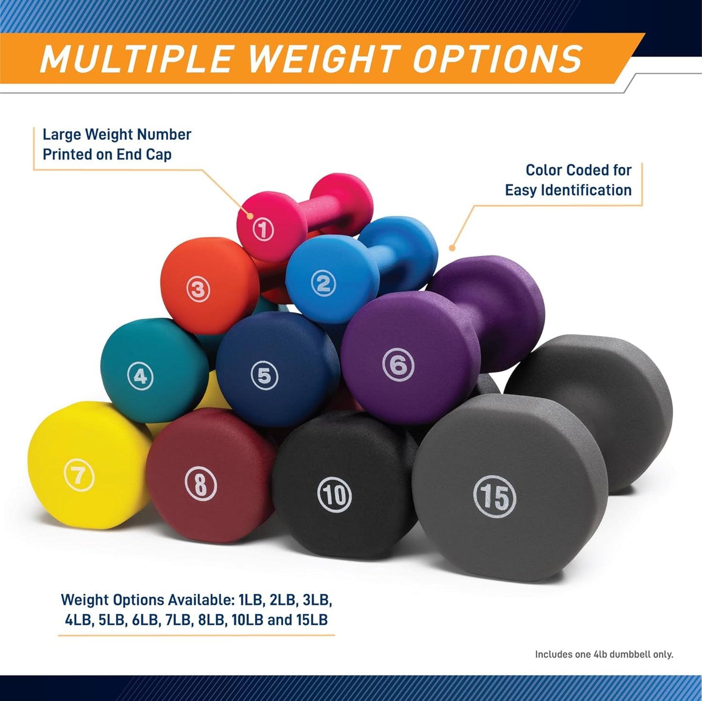 Marcy Neoprene Dumbbell, Single Piece, 4-lb, Forest Green