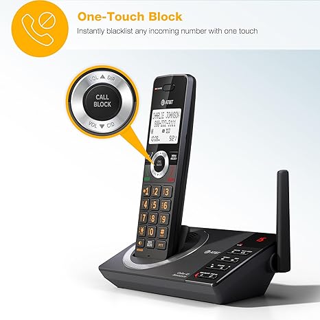AT&T 4-Handset DECT 6.0 Expandable Cordless Home Phone with Large Display, Big Buttons, Answering Machine, Smart Call Blocker, Bluetooth Connect to Cell, Long Range, Caller ID, Speakerphone: DL72419