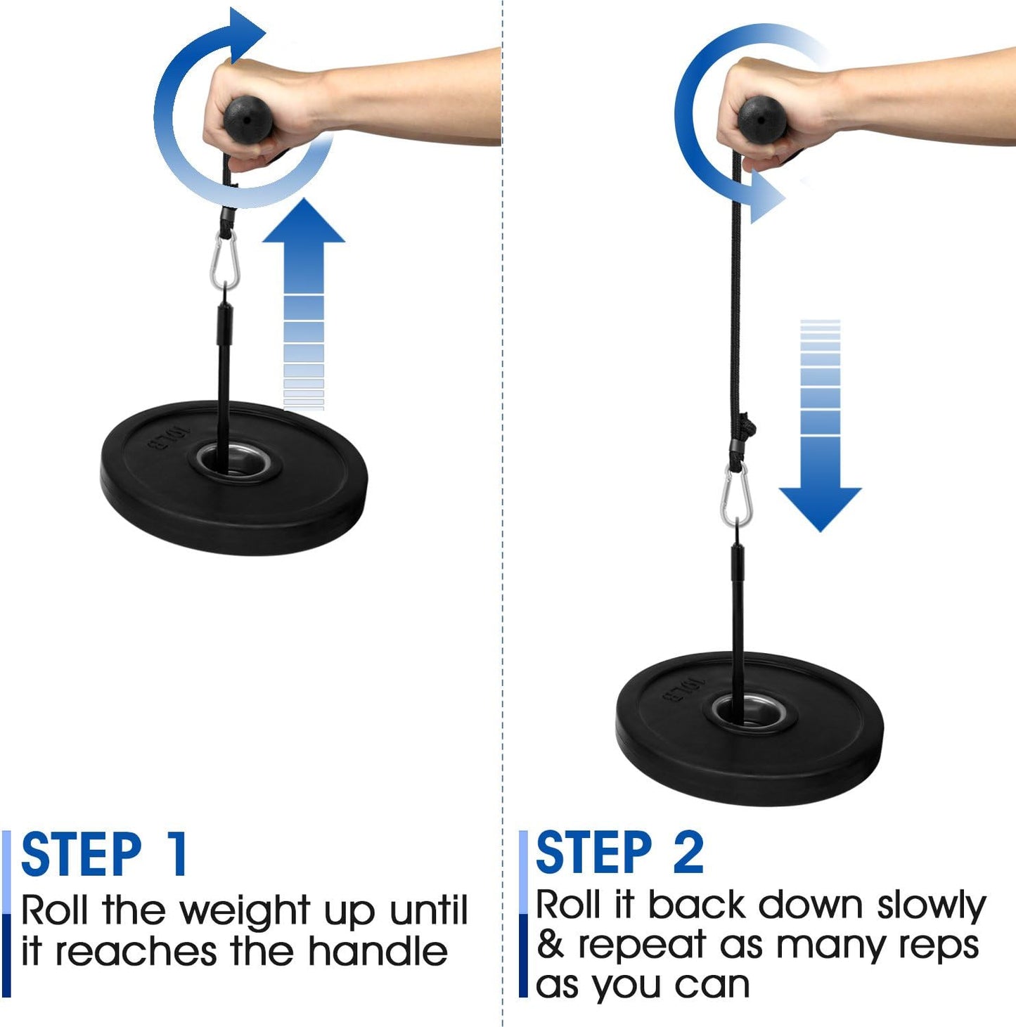 Yes4All Wrist and For12earm Blaster, Wrist & Forearm Roller with Soft Foam Grip Handles for Training, Workout - Fit 1-inch Standard & 2-inch Olympic Weight Plates (Black)