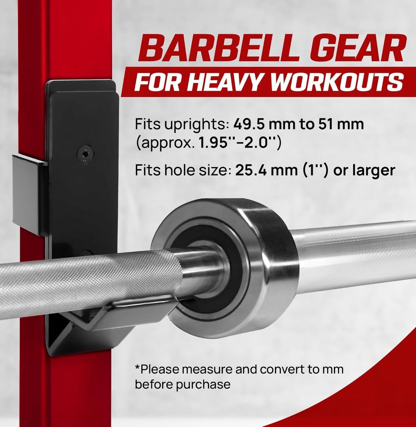 Yes4All J-Hooks Barbell Holder for Power Rack - J Hook Weight Rack / Fitness Racks J Hook - Fit 2x2 inch Square Tube (Pair)