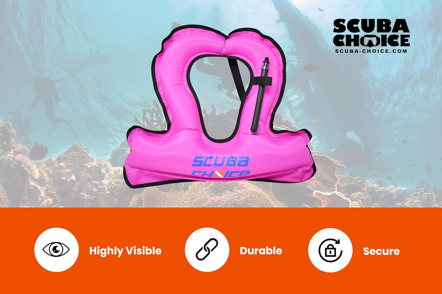 Scuba Choice Kid's Snorkel Vest with Name Box, Purple – Lightweight Adjustable Vest for Kids Up to 100 lbs with Easy Oral Inflator and Anti-Ride-Up Strap for Comfort and Safety