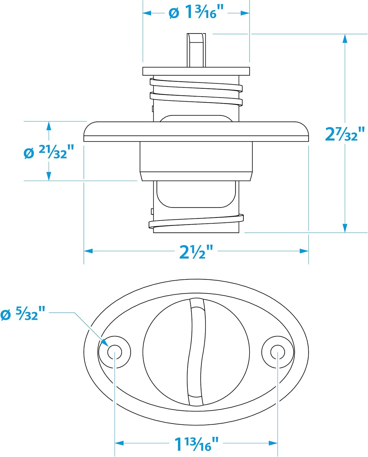 Seachoice Stainless Steel Marine Boat Garboard Drain & Plug, Polished Finish