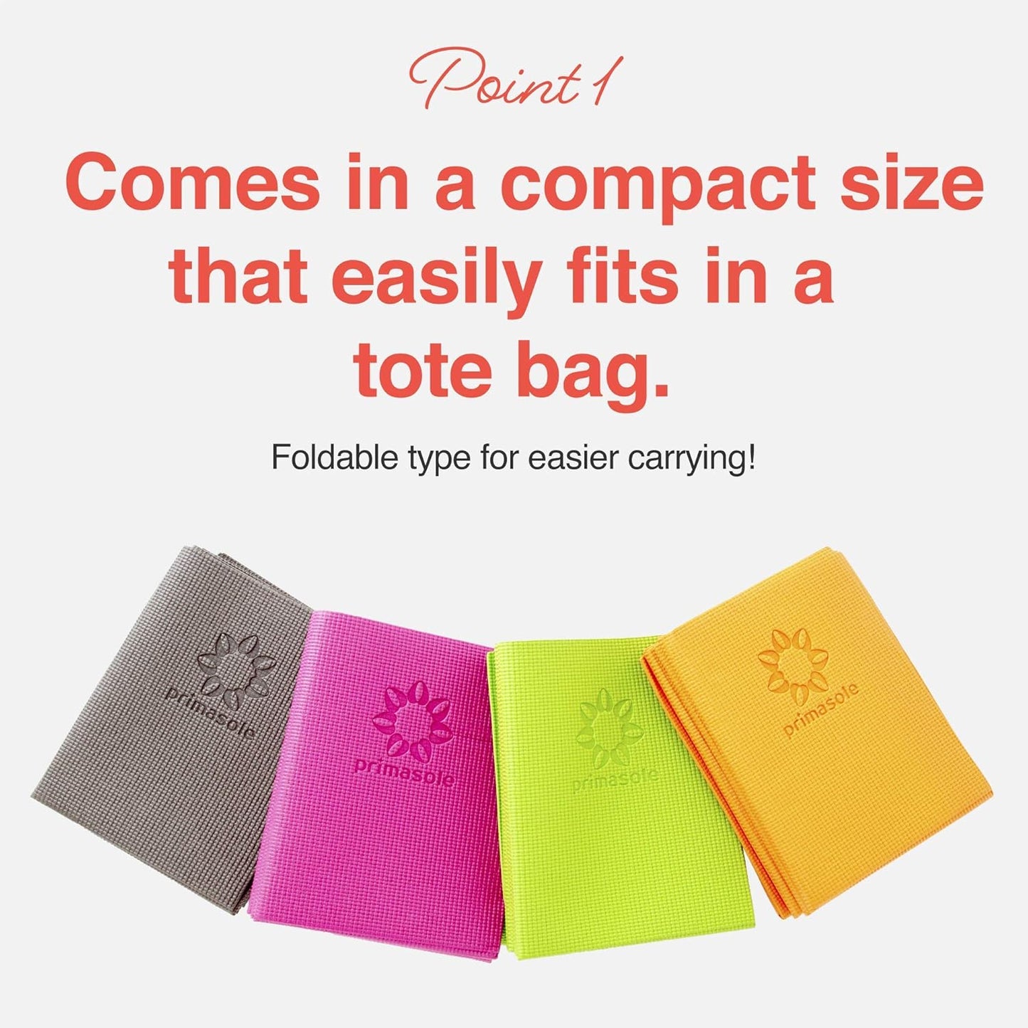 Primasole Folding Travel Yoga Mat Foldable light weight Easy to carry to Workout Fitness Class Beach Park Travel Picnics 4mm thick Lime Green Color PSS91NH028A