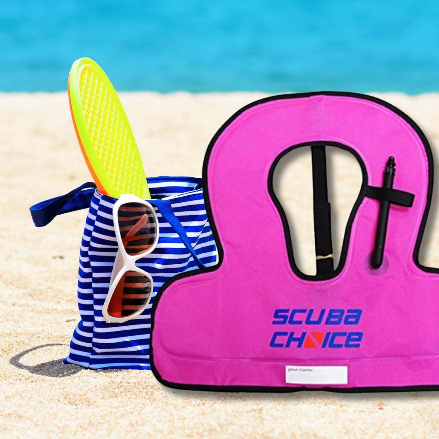 Scuba Choice Kid's Snorkel Vest with Name Box, Purple – Lightweight Adjustable Vest for Kids Up to 100 lbs with Easy Oral Inflator and Anti-Ride-Up Strap for Comfort and Safety