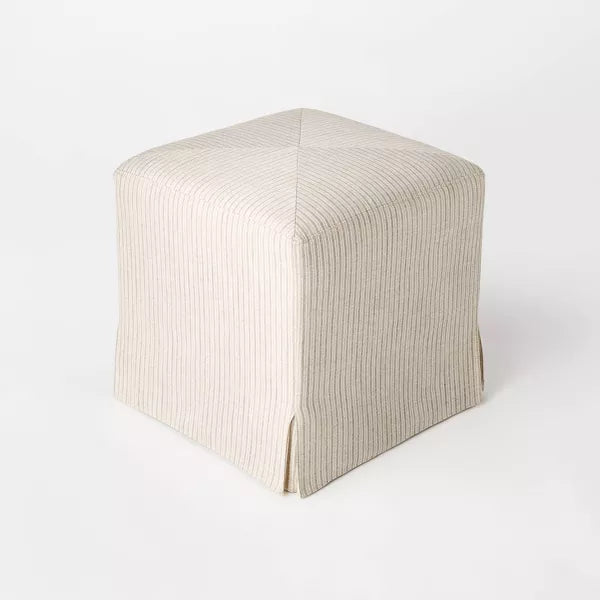 Gray Upholstered Slipcover Ottoman – Versatile Accent SeatinLynwood Slipcover Cube Ottoman Gray - Threshold designed with Studio McGee: Upholstered Bench, No Assembly, 753793642550