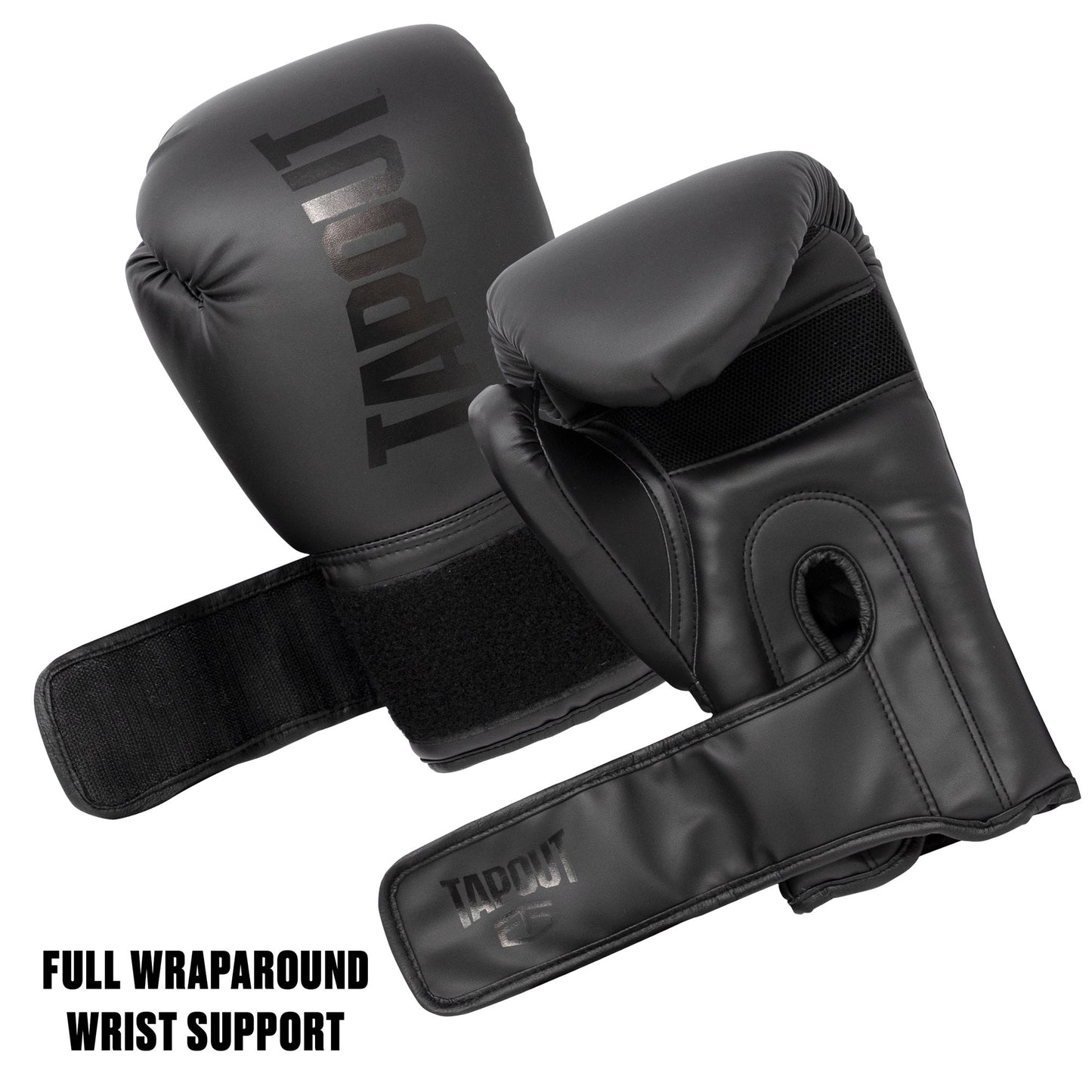 TAPOUT Boxing Gloves with Breathable Mesh Palm for Men and Women in Training, Muay Thai, Kickboxing, Sparring, and MMA (10 oz, Black)