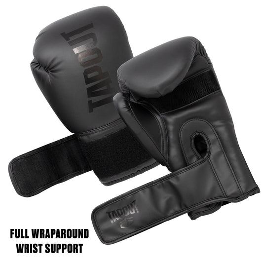 TAPOUT Boxing Gloves with Breathable Mesh Palm for Men and Women in Training, Muay Thai, Kickboxing, Sparring, and MMA (10 oz, Black)