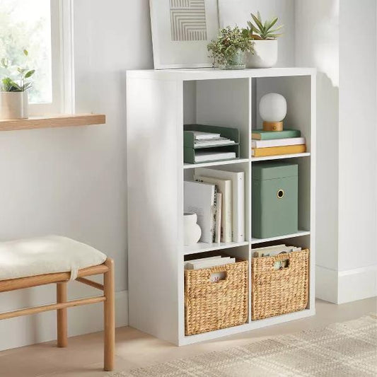 6 Cube Organizer White - Brightroom Decorative Bookshelf, Cubby Storage, MDF & Particle Board, 13 System Compatible