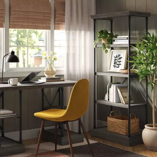65" Conway Cast Iron Bookshelf Gray - Threshold: Industrial 4-Tier Metal Frame, Open Design, MDF Shelves