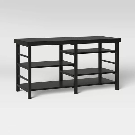 Adjustable Storage Dorm TV Stand for TVs up to 50" Black Wood Grain Finish - Room Essentials
