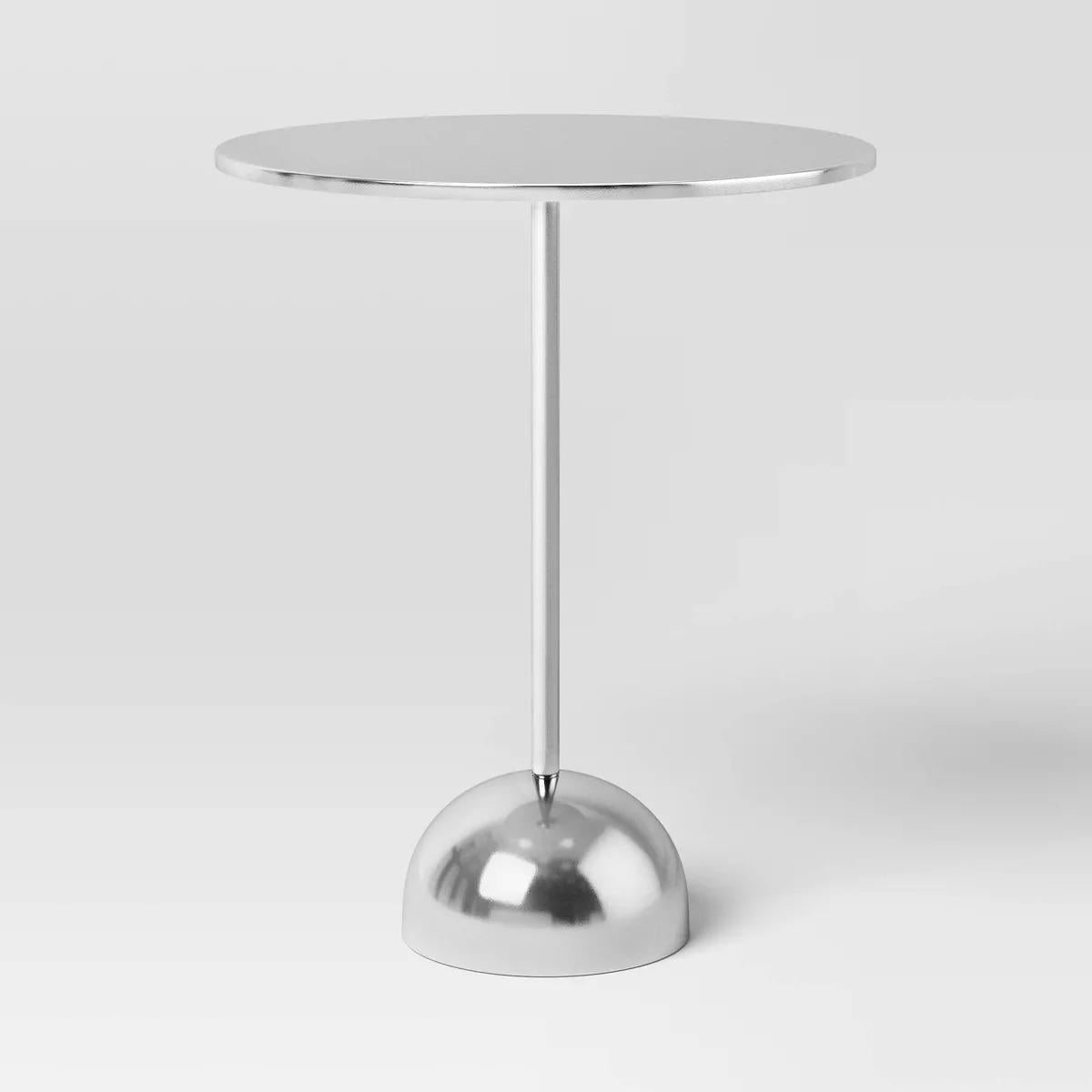 Optimistic Pedestal Metal Accent Table Chrome - Room Essentials