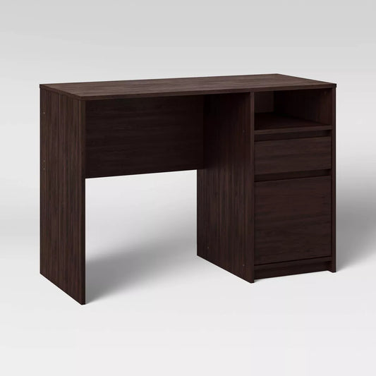 Dorm Storage Desk Espresso - Room Essentials: Home Office Computer Desk with Shelf & Metal Hardware