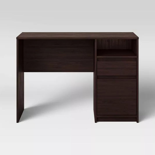 Dorm Storage Desk Espresso - Room Essentials: Home Office Computer Desk with Shelf & Metal Hardware