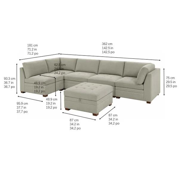 TISDALE 6PC SECT BEIGE