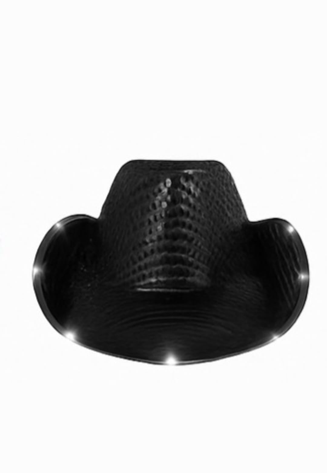 LED Flashing Light up Cowboy Hat with Sequins for Party Performance