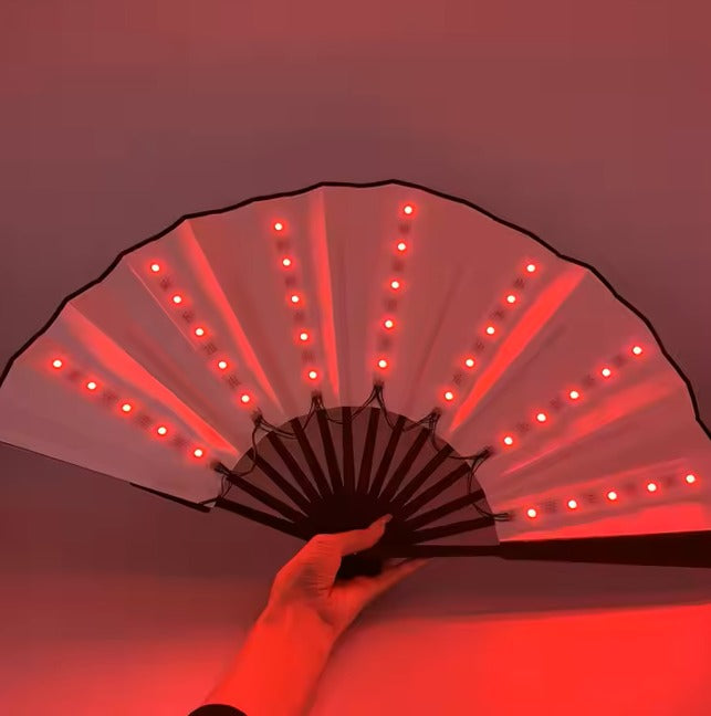 LED Fan Stage Performance Dancing Lights Fans Rechargeable Luminous Flash Nightclub Handheld Fan EDC DJ Props