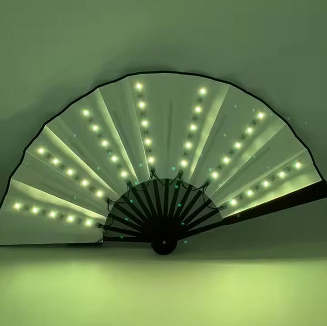 LED Fan Stage Performance Dancing Lights Fans Rechargeable Luminous Flash Nightclub Handheld Fan EDC DJ Props