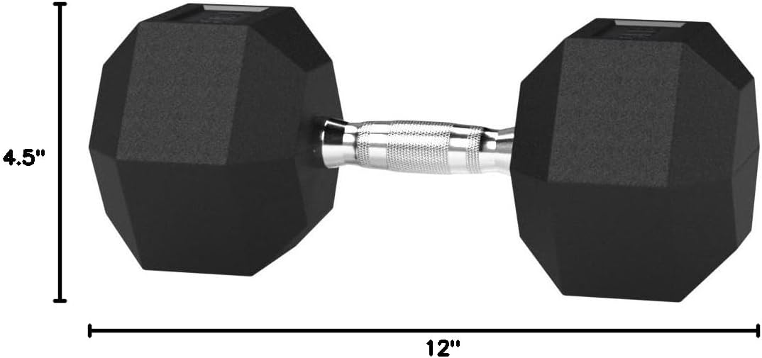 Amazon Basics Rubber Hex Dumbbell Hand Weight, 15 Pounds, Single