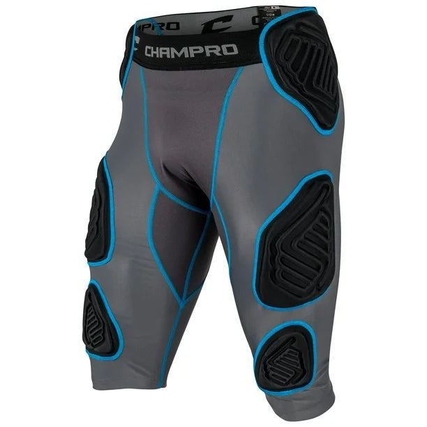 CHAMPRO Bull Rush 7-Pad Girdle CHARCOAL , BLACK INSET, Adult 2X-Large