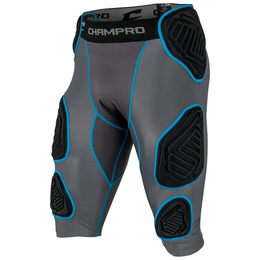 CHAMPRO Bull Rush 7-Pad Girdle CHARCOAL , BLACK INSET, Adult 2X-Large