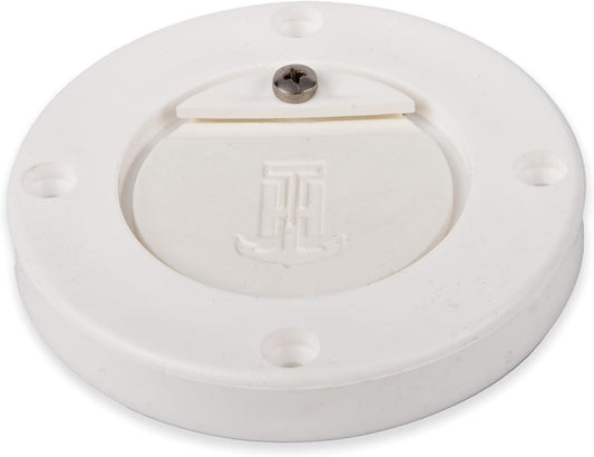 T-H Marine Premium Flush Mount Scupper Valve Assembly - Durable Thermo-Plastic Curl-Proof Design for Effective Marine Drainage, Mounts Over 1" to 1-1/4" Drain Tubes, Universal Compatibility - White