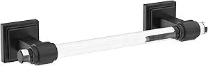 Amerock BH36065CMB | Clear/Matte Black Towel Bar | 8 in. (203 mm) Towel Rack | Glacio | Bathroom Towel Holder | Bathroom Hardware | Bath Accessories