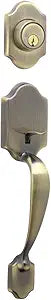 SCHLAGE Dexter by Schlage JH58PRS609 Paris Exterior Handleset with Deadbolt, Antique Brass
