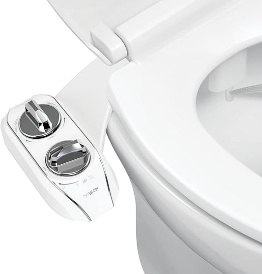 LUXE Bidet NEO 185 Plus - Patented Bidet Attachment for Toilet Seat, Innovative Hinges to Clean, Slide-in Easy Install, Advanced 360Â° Self-Clean, Dual Nozzles, Feminine & Rear Wash (Chrome)