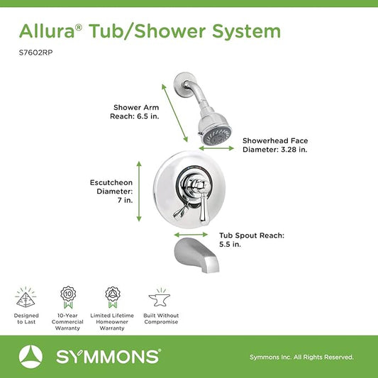 Symmons S7602RP Tub and Shower Accessories Bathtub-faucets, Polished Chrome (Valve Included)