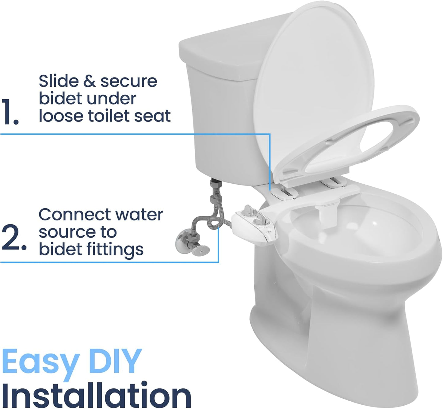 LUXE Bidet NEO 185 Plus - Patented Bidet Attachment for Toilet Seat, Innovative Hinges to Clean, Slide-in Easy Install, Advanced 360Â° Self-Clean, Dual Nozzles, Feminine & Rear Wash (Chrome)