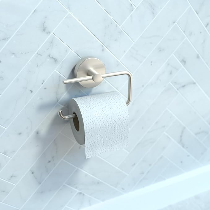 hansgrohe Toilet Paper Holder Easy Install 6-inch Modern Coordinating Accessories in Brushed Nickel, 40526820