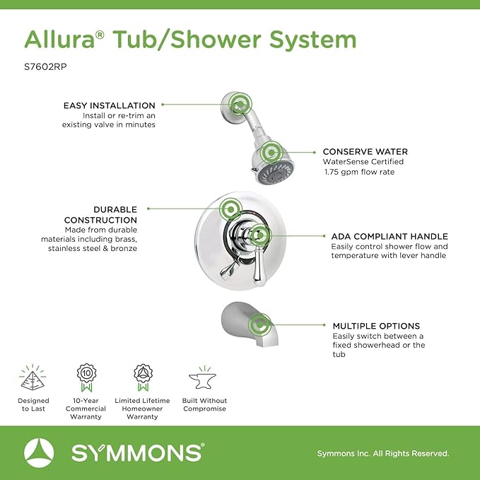 Symmons S7602RP Tub and Shower Accessories Bathtub-faucets, Polished Chrome (Valve Included)