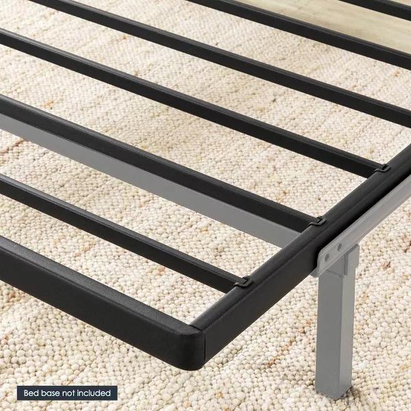 Best Price Mattress Queen 1.6 Metal Bunkie Board Mattress Support with Wood Slats, Bed Slat Replacement Black