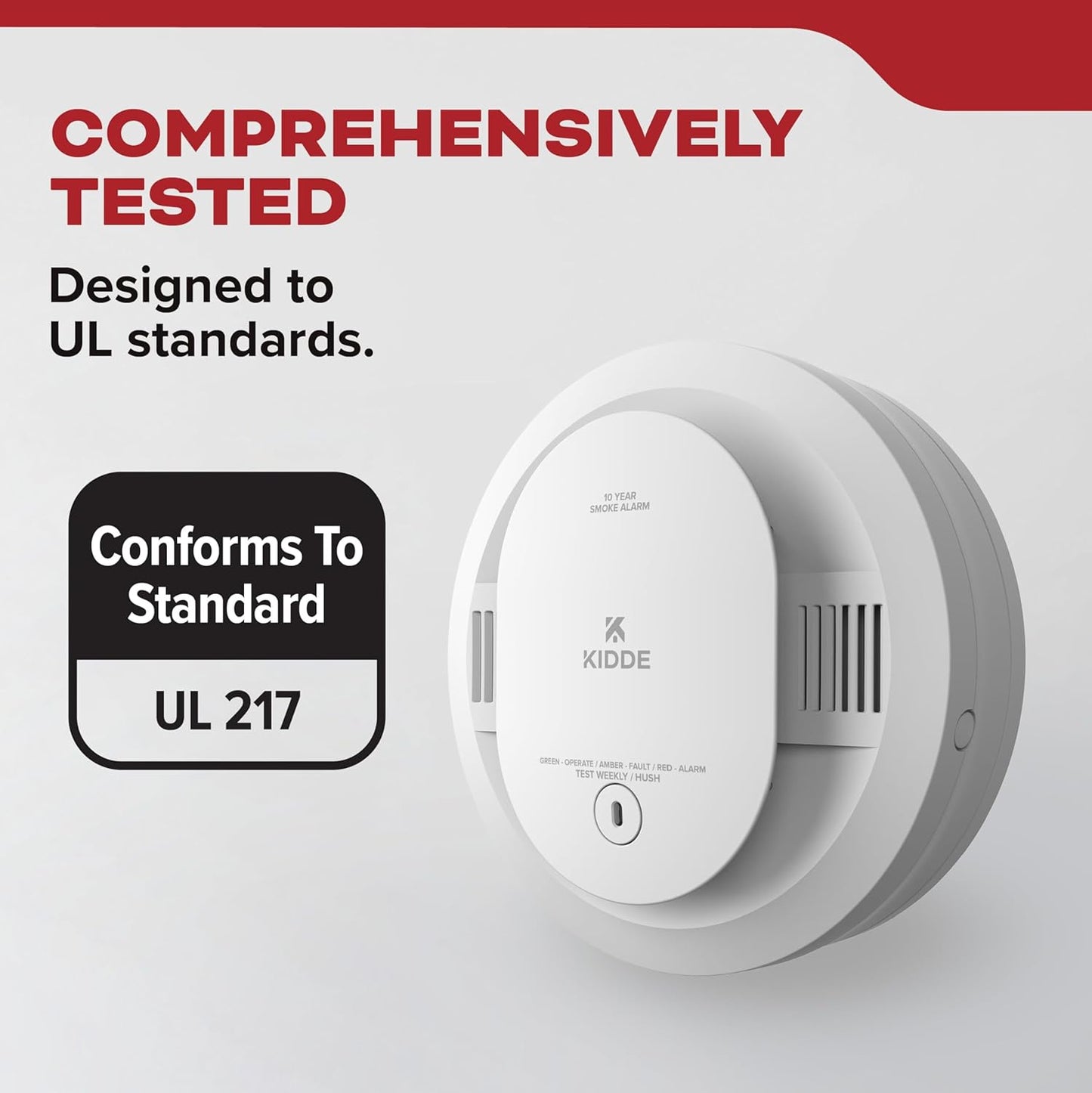 Kidde Smoke Detector, 10-Year Battery Powered, LED Warning Light Indicators, 2 Pack