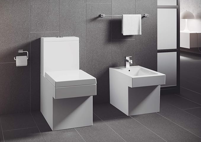 Grohe 40510001 Essentials Cube Metal 7.48-in. Towel Ring, Starlight Chrome