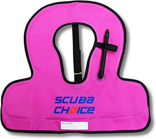 Scuba Choice Kid's Snorkel Vest with Name Box, Purple â€“ Lightweight Adjustable Vest for Kids Up to 100 lbs with Easy Oral Inflator and Anti-Ride-Up Strap for Comfort and Safety
