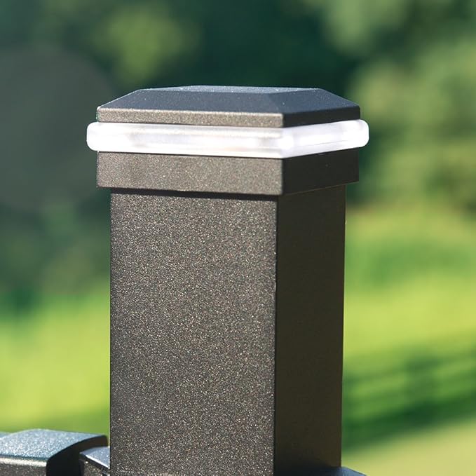 Trex LED Aluminum Post Cap Light, BKALCAPLED25, Charcoal Black/Classic White/Bronze