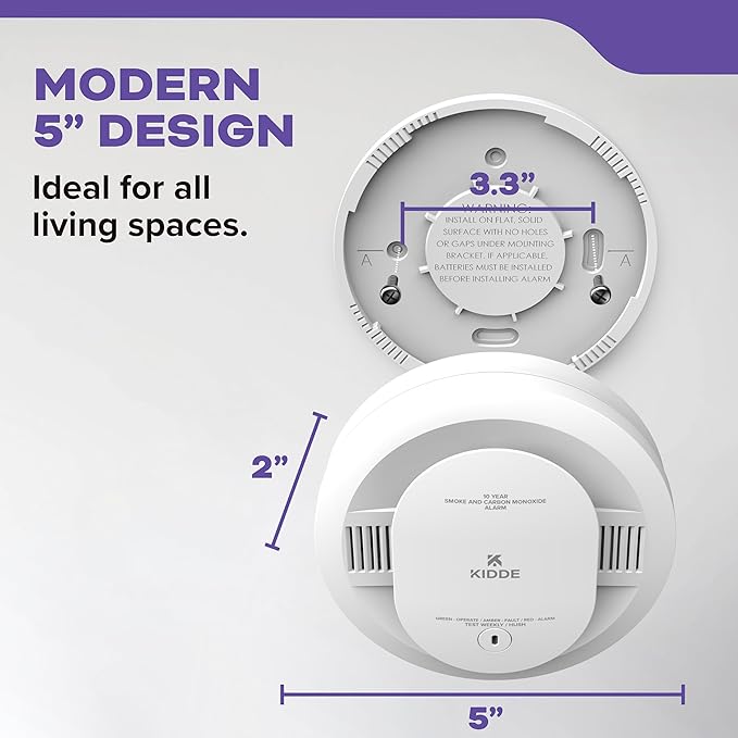 Kidde Smoke & Carbon Monoxide Detector, 10-Year Battery Powered, Voice Alerts, LED Warning Light Indicators, 2 Pack