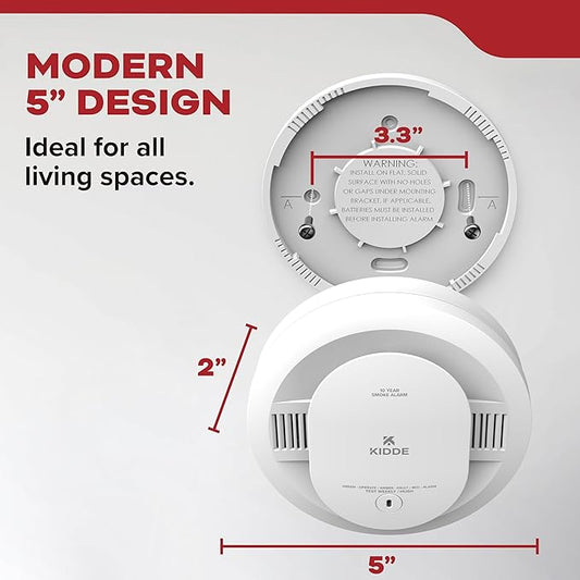 Kidde Smoke Detector, 10-Year Battery Powered, LED Warning Light Indicators, 2 Pack