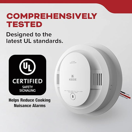Kidde Hardwired Smoke Detector, 10-Year Battery Backup, Interconnectable, LED Warning Light Indicators, 4 Pack
