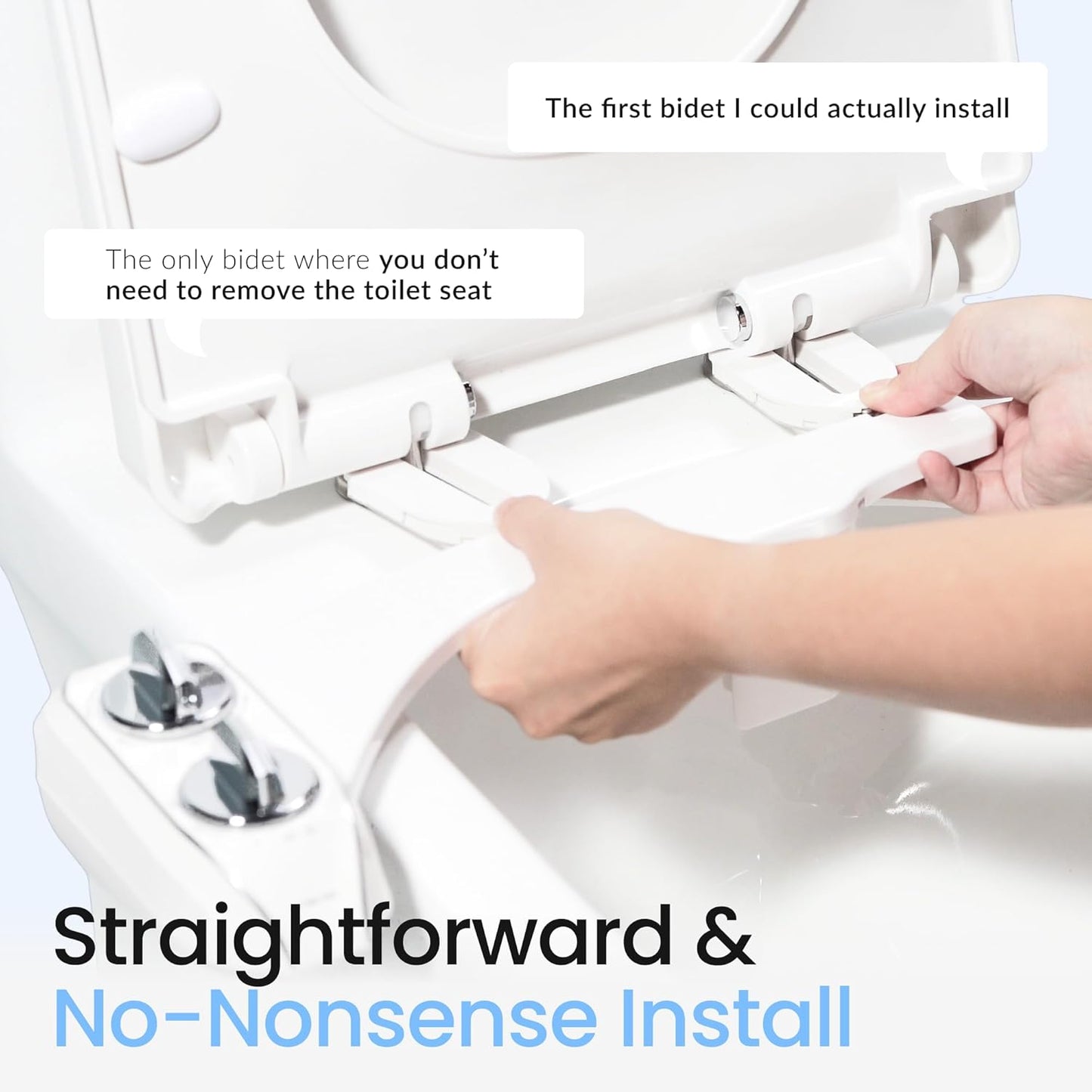 LUXE Bidet NEO 185 Plus - Patented Bidet Attachment for Toilet Seat, Innovative Hinges to Clean, Slide-in Easy Install, Advanced 360Â° Self-Clean, Dual Nozzles, Feminine & Rear Wash (Chrome)