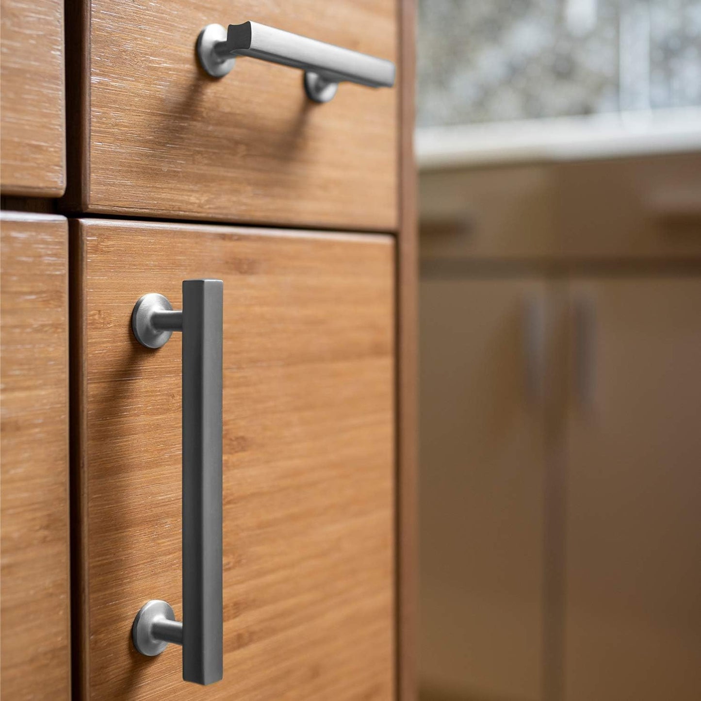 Hickory Hardware 10 Pack Solid Core Kitchen Cabinet Pulls, Luxury Cabinet Handles, Hardware for Doors & Dresser Drawers, 5-1/16 Inch (128mm) Hole Center, Stainless Steel, Greenwich Collection