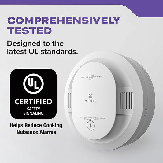 Kidde Smoke & Carbon Monoxide Detector, 10-Year Battery Powered, LED Warning Light Indicators, 4 Pack