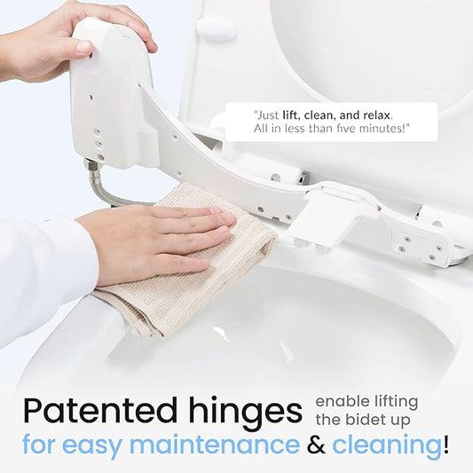 LUXE Bidet NEO 185 Plus - Patented Bidet Attachment for Toilet Seat, Innovative Hinges to Clean, Slide-in Easy Install, Advanced 360Â° Self-Clean, Dual Nozzles, Feminine & Rear Wash (Chrome)