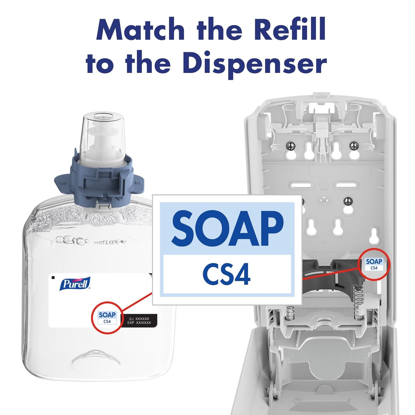 PURELL Brand HEALTHY SOAP Mild Foam, 1250 mL Hand Soap Refill for PURELL CS4 Manual Dispenser (Pack of 4) - 5174-04 - Manufactured by GOJO, Inc.